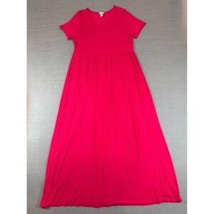 Evelie Hot Pink Faux Wrap Empire Waist Maxi Dress Plus Size‎ 2X Short Sleeve